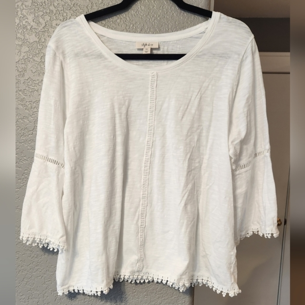 Stlye & Co White 3/4 Sleeve Top, Size‎ PXL